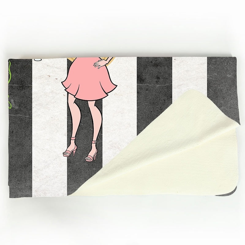 Womens Creepy White Stripes Fleece Blanket - Image 2