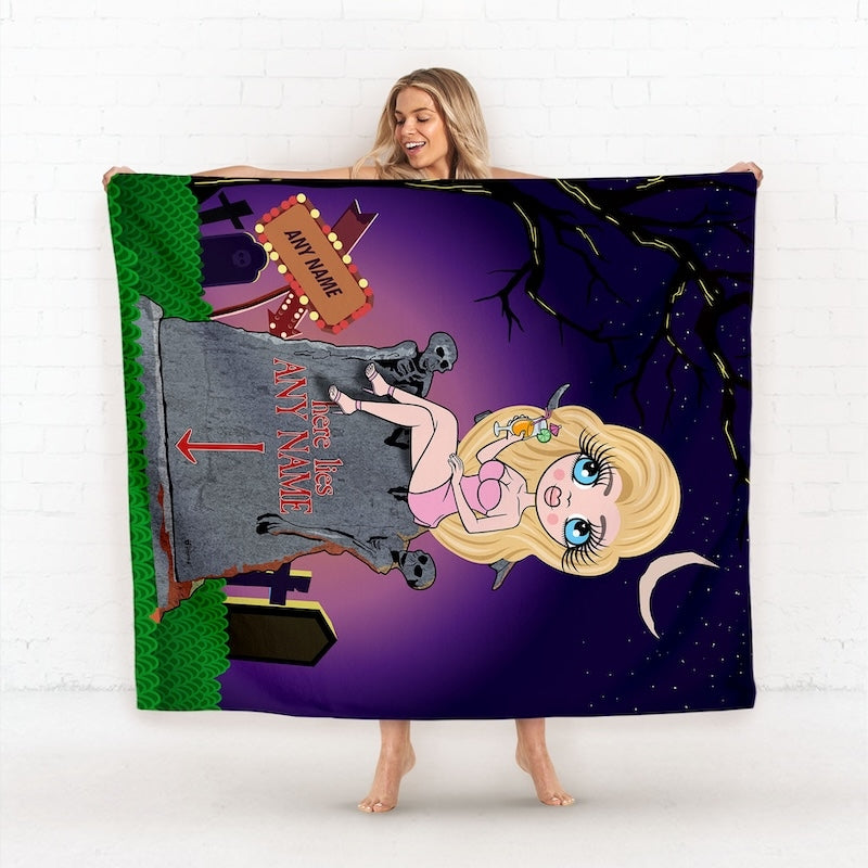 Womens Ghostly Grave Fleece Blanket - Image 2