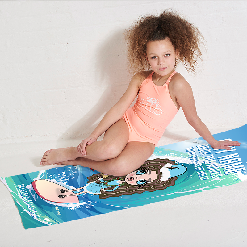 Girls Personalized Deck The Waves Beach Towel