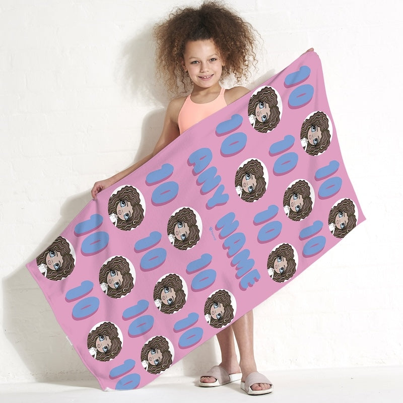 Girls Personalized 10th Birthday Beach Towel