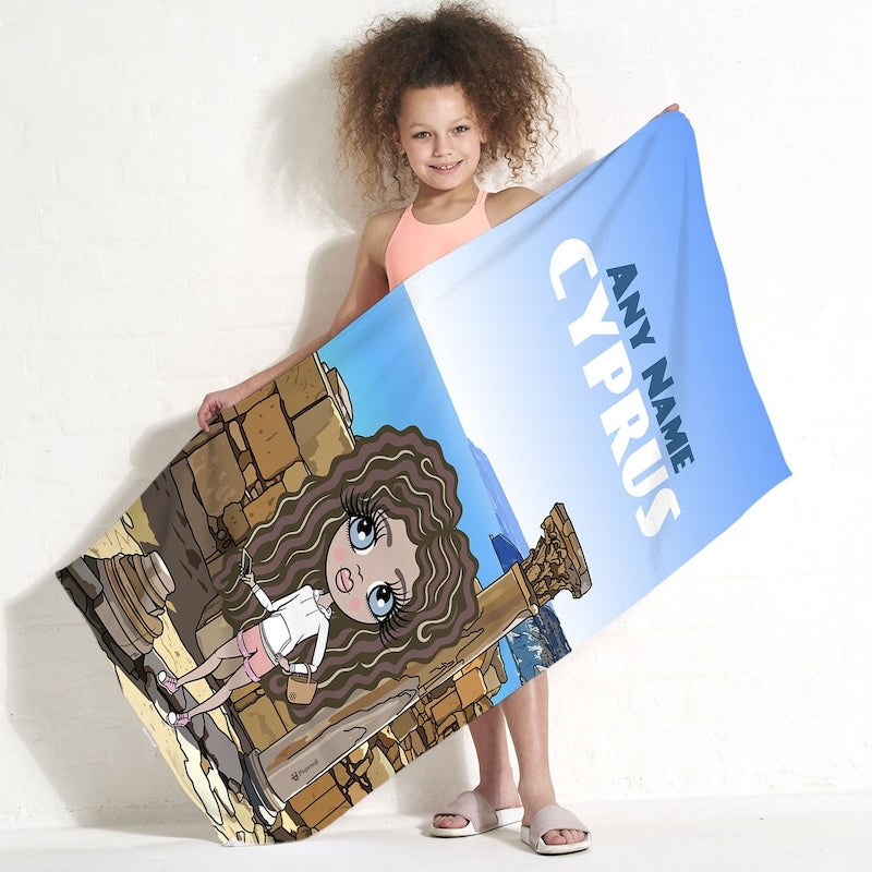 Girls Personalized Cypriot Ruins Beach Towel - Image 2