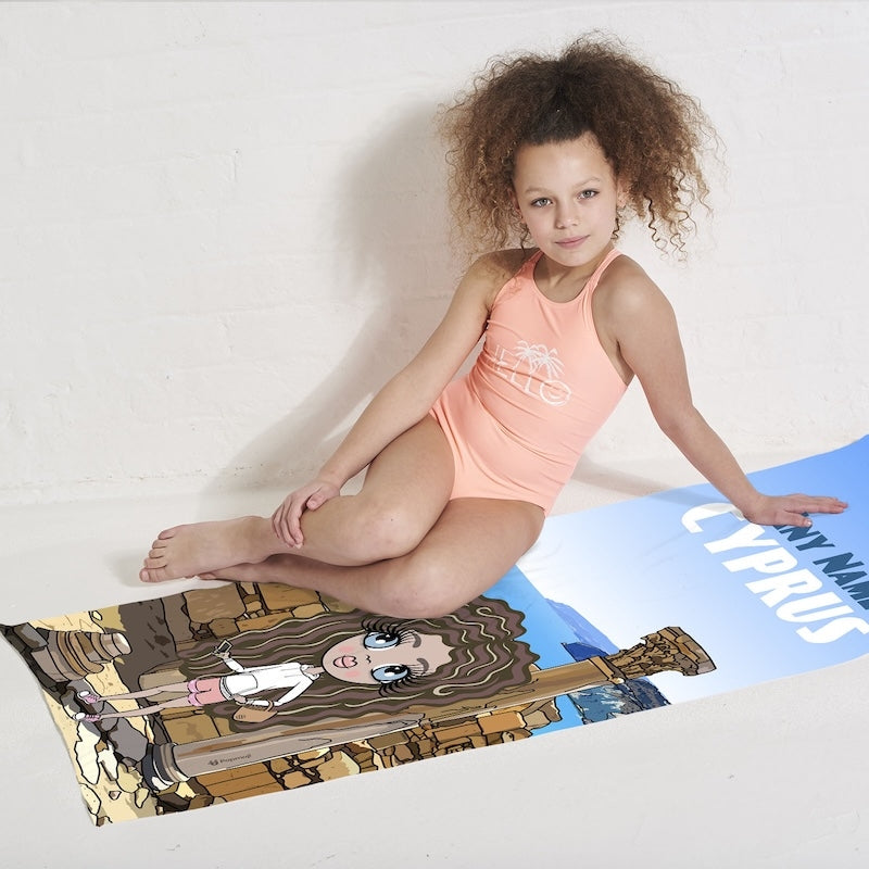 Girls Personalized Cypriot Ruins Beach Towel - Image 4