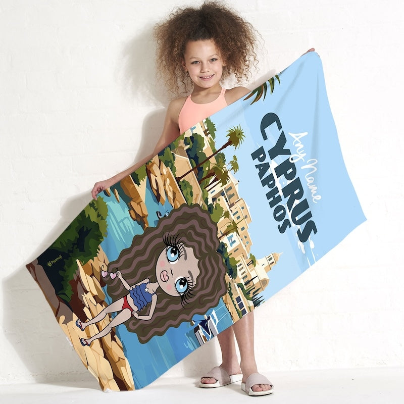Girls Personalized Cyprus Paphos Beach Towel - Image 2