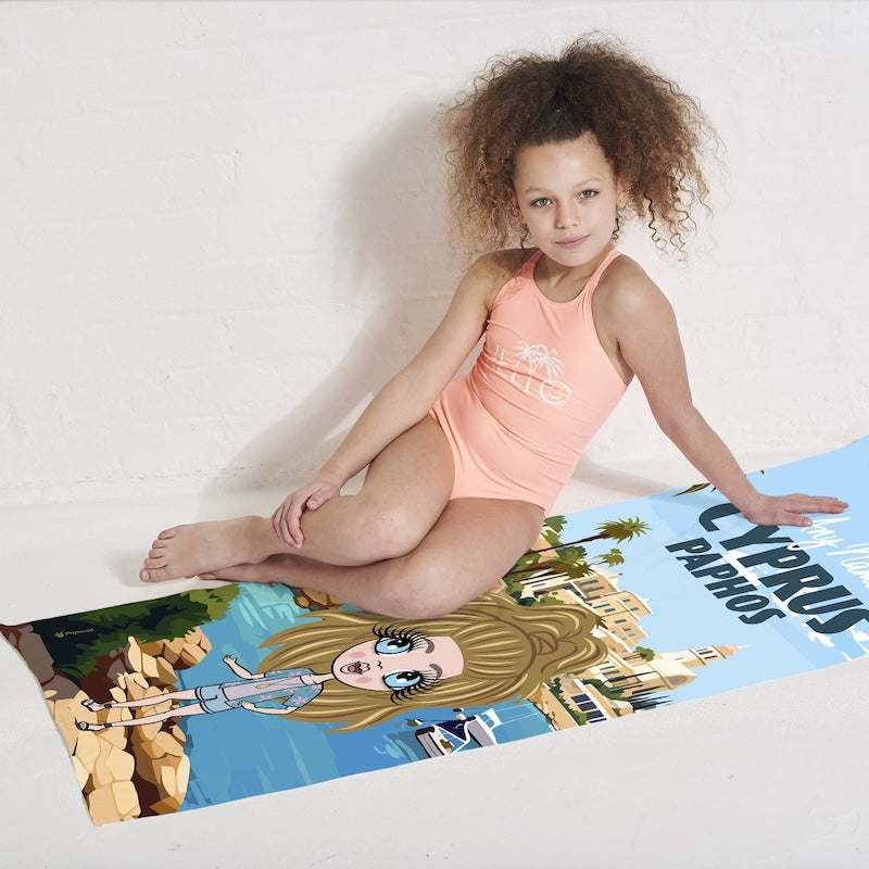 Girls Personalized Cyprus Paphos Beach Towel - Image 4
