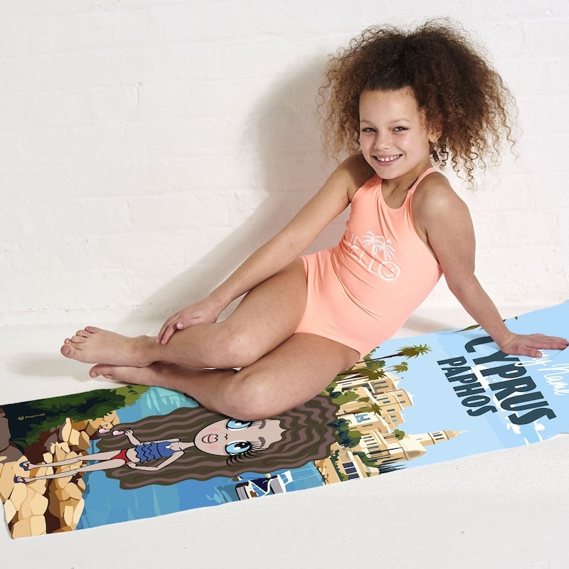 Girls Personalized Cyprus Paphos Beach Towel - Image 5
