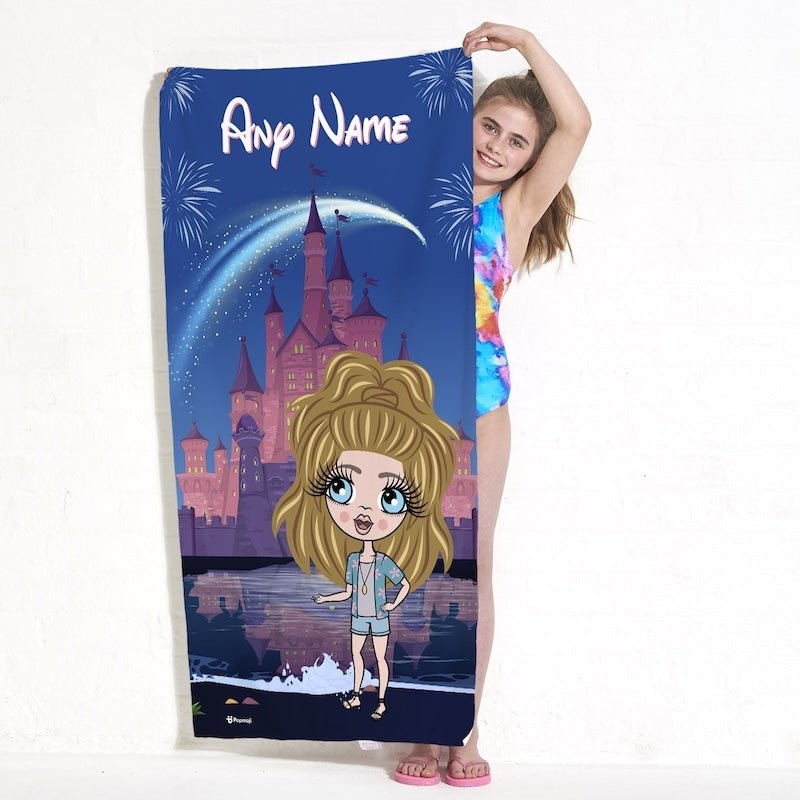 Girls Personalized Fairy Tale Beach Towel - Image 1