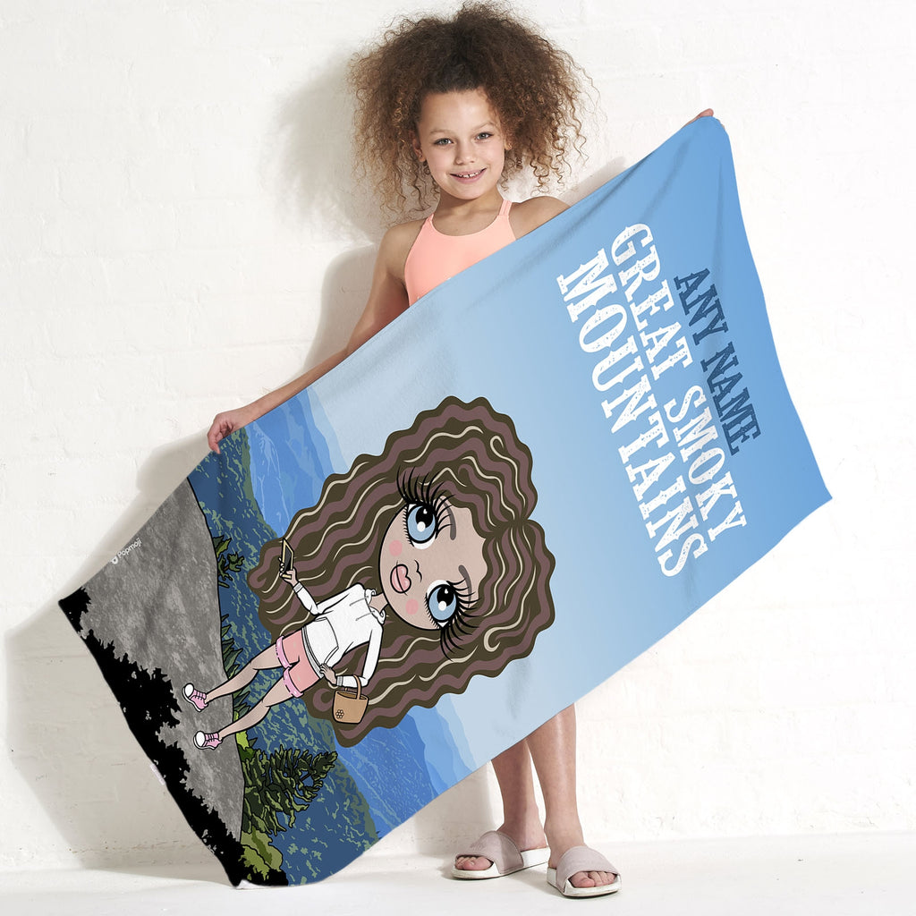 Girls Personalized Great Smoky Mountains Beach Towel - Image 1