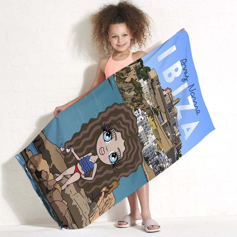 Girls Personalized Ibiza Town Beach Towel - Image 3