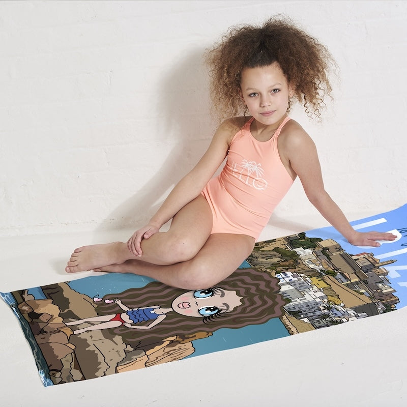 Girls Personalized Ibiza Town Beach Towel - Image 2