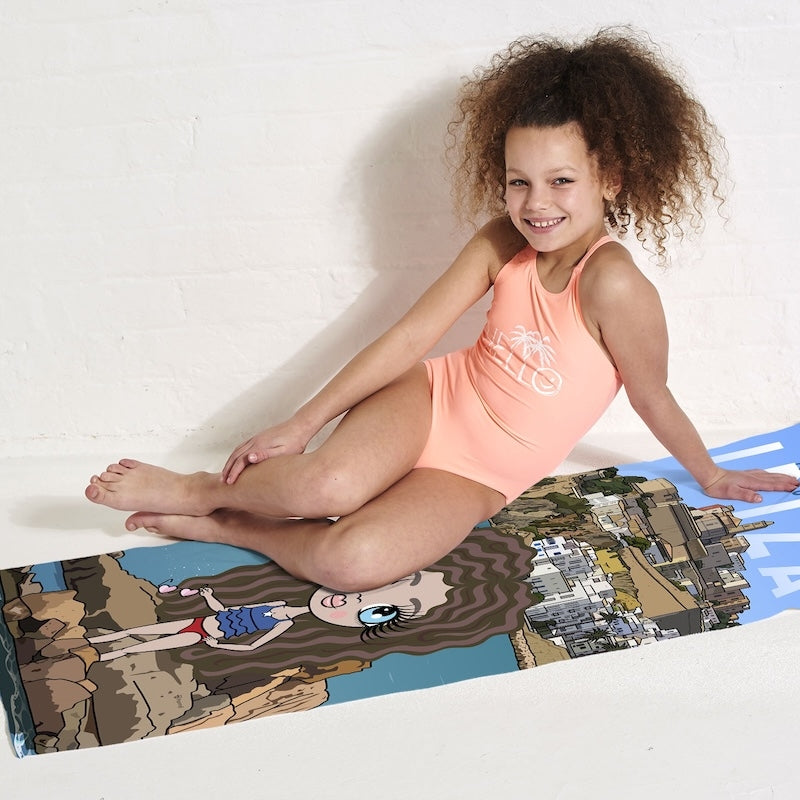 Girls Personalized Ibiza Town Beach Towel - Image 4