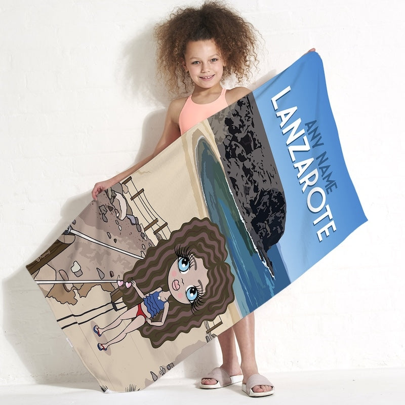 Girls Personalized Lanzarote Beach Towel - Image 1