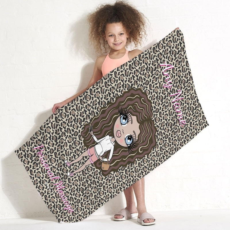 ClaireaBella Girls Leopard Print Beach Towel - Image 2