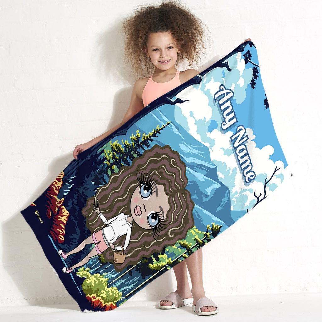 Girls Personalized Mountains Beach Towel - Image 1