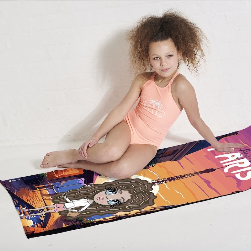 Girls Personalized Parisian Sunset Beach Towel - Image 5