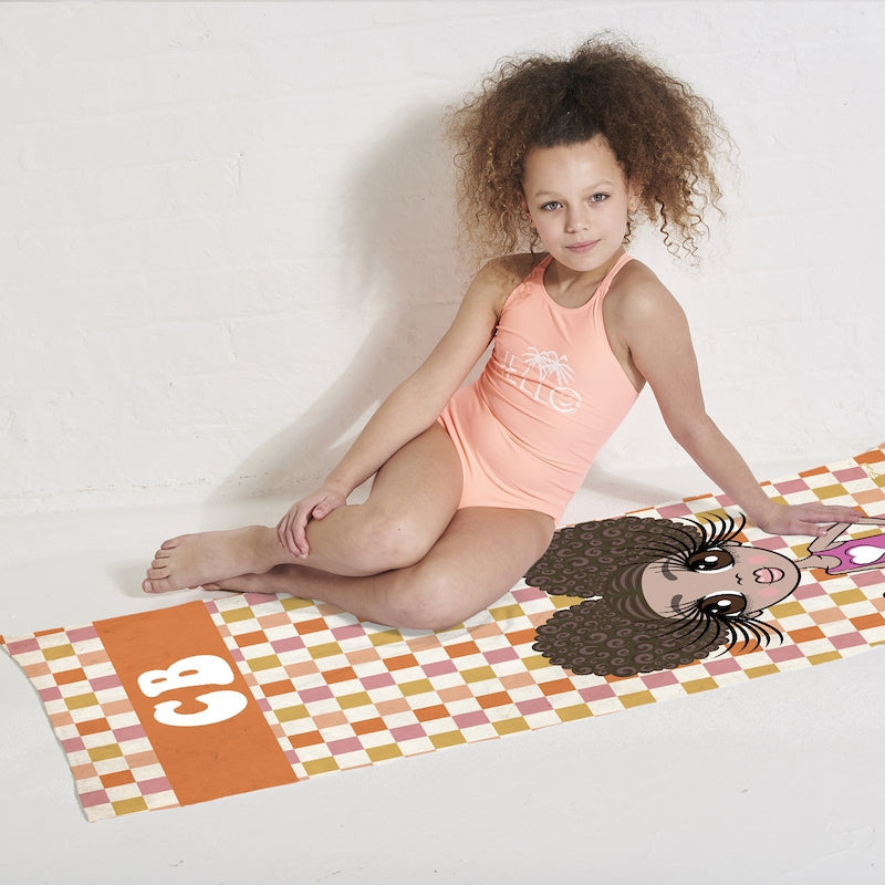 Girls Personalized Checkered Beach Towel