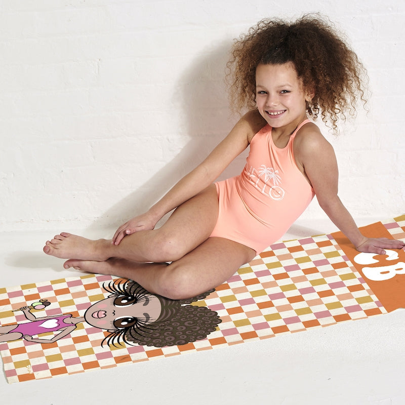 Girls Personalized Checkered Beach Towel