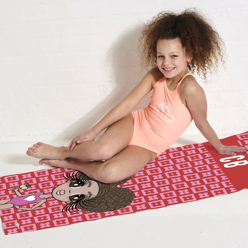 Girls Personalized Checkered Flower Beach Towel