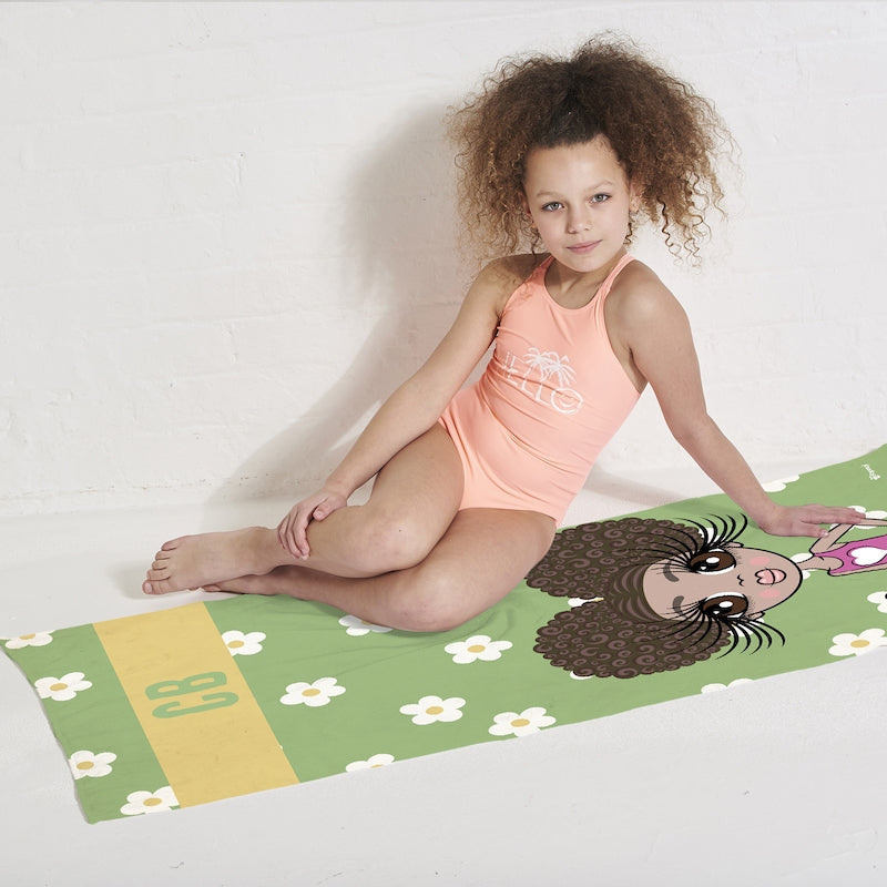 Girls Personalized Retro Daisy Beach Towel