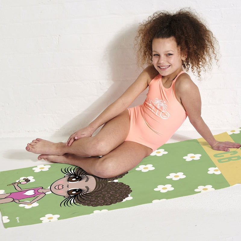 Girls Personalized Retro Daisy Beach Towel