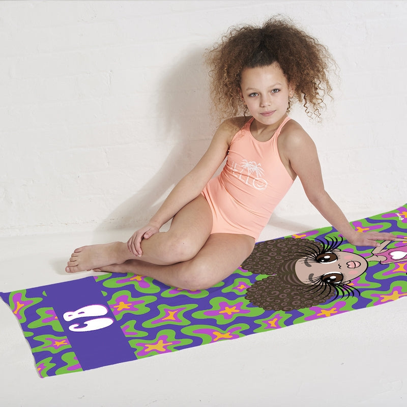 Girls Personalized Flower Power Beach Towel