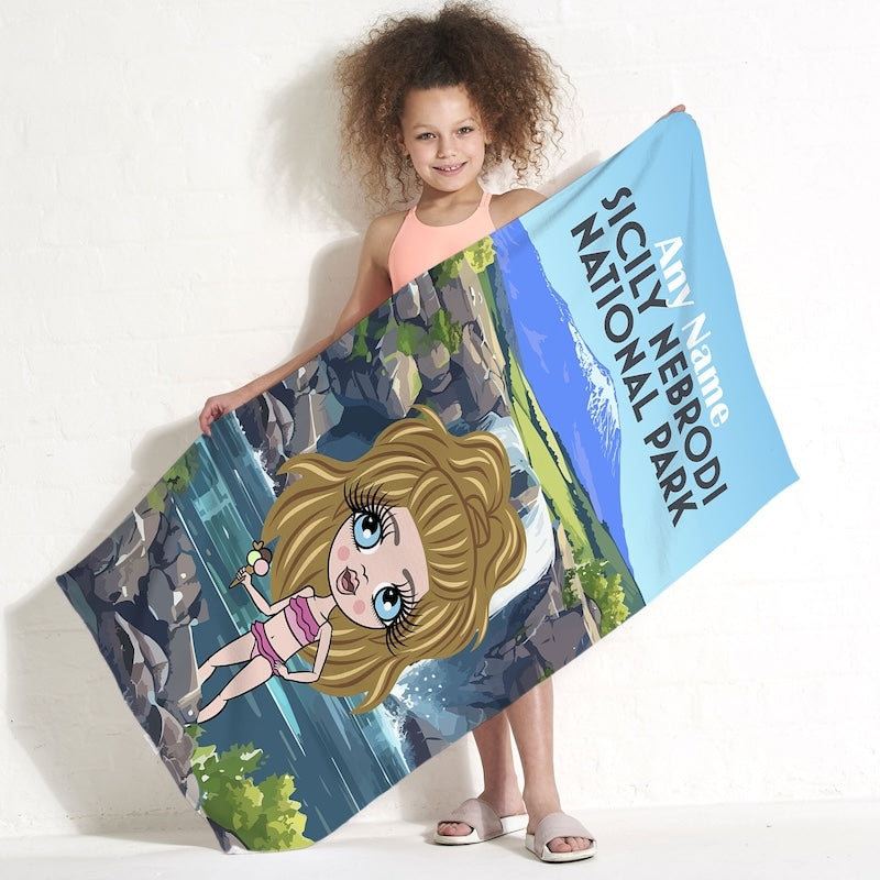 Girls Personalized Sicily Nebrodi National Park Beach Towel - Image 1