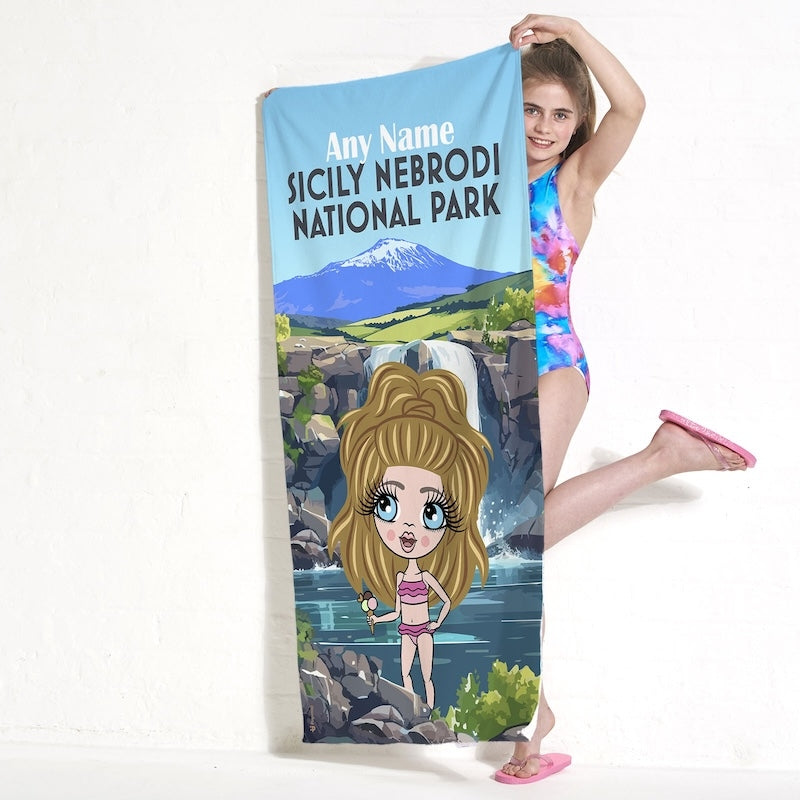 Girls Personalized Sicily Nebrodi National Park Beach Towel - Image 4