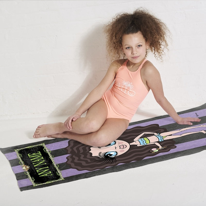 ClaireaBella Girls Creepy Purple Stripes Beach Towel - Image 2