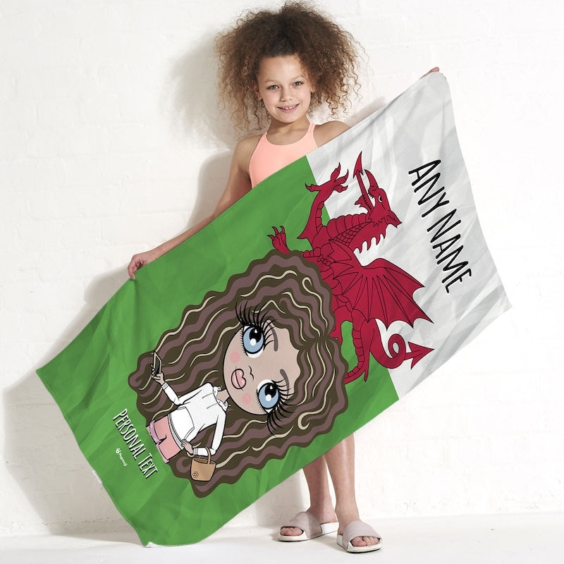 ClaireaBella Girls Welsh Flag Beach Towel - Image 1