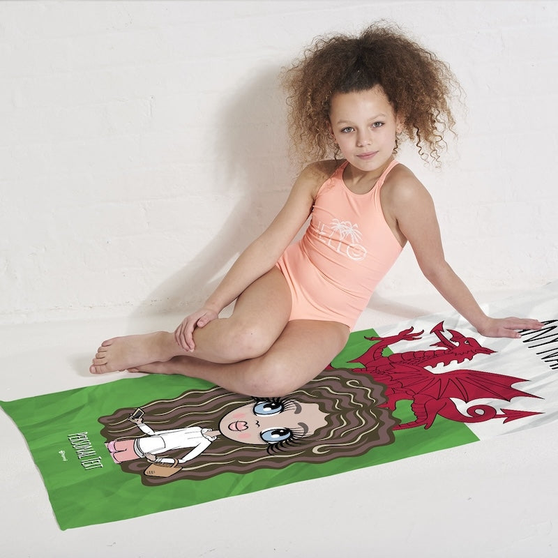 ClaireaBella Girls Welsh Flag Beach Towel - Image 2
