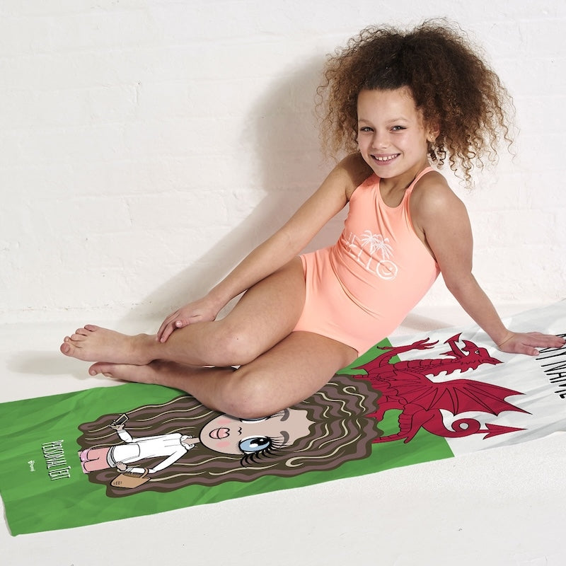 ClaireaBella Girls Welsh Flag Beach Towel - Image 4