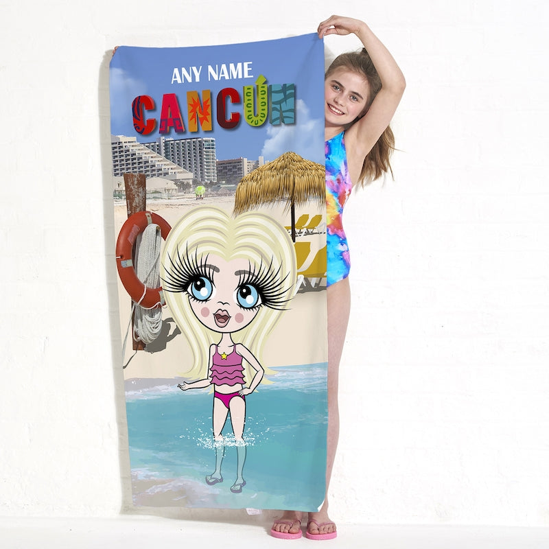 Girls Personalized Cancun Beach Towel