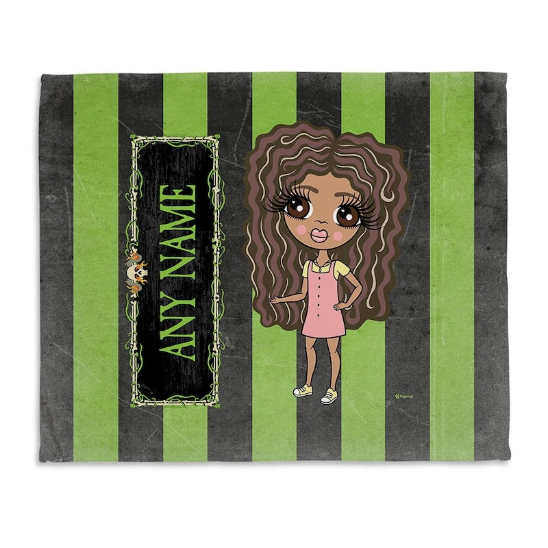 Girls Creepy Green Stripes Fleece Blanket - Image 2