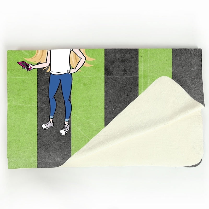 Girls Creepy Green Stripes Fleece Blanket - Image 3