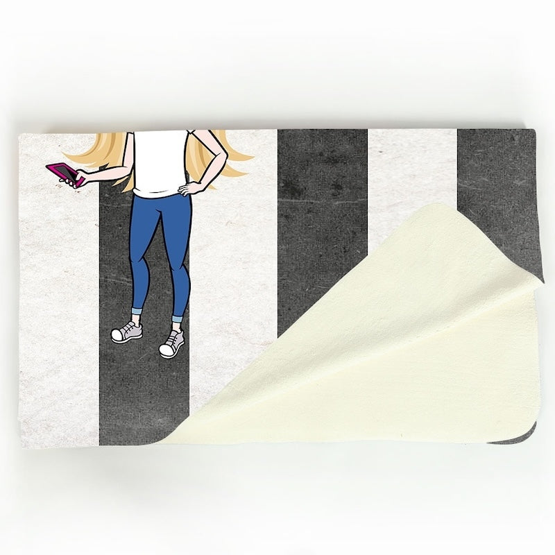 Girls Creepy White Stripes Fleece Blanket - Image 2