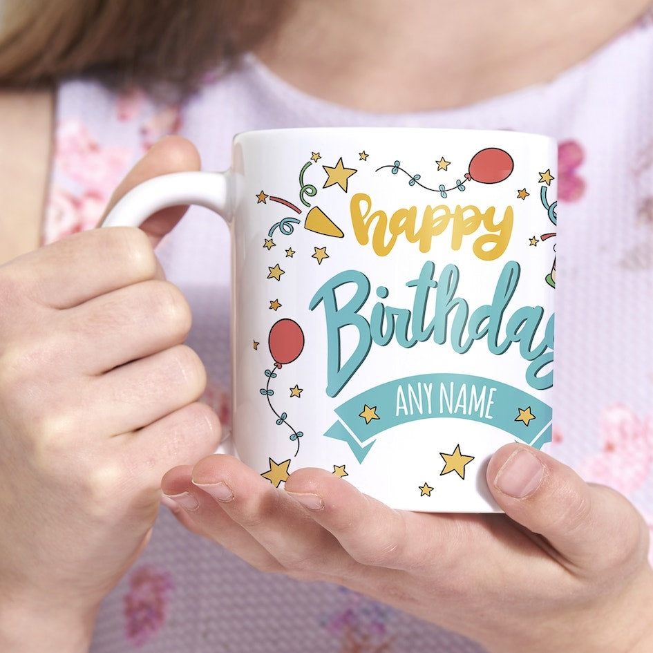 Girls Personalized Patterned Birthday Mug