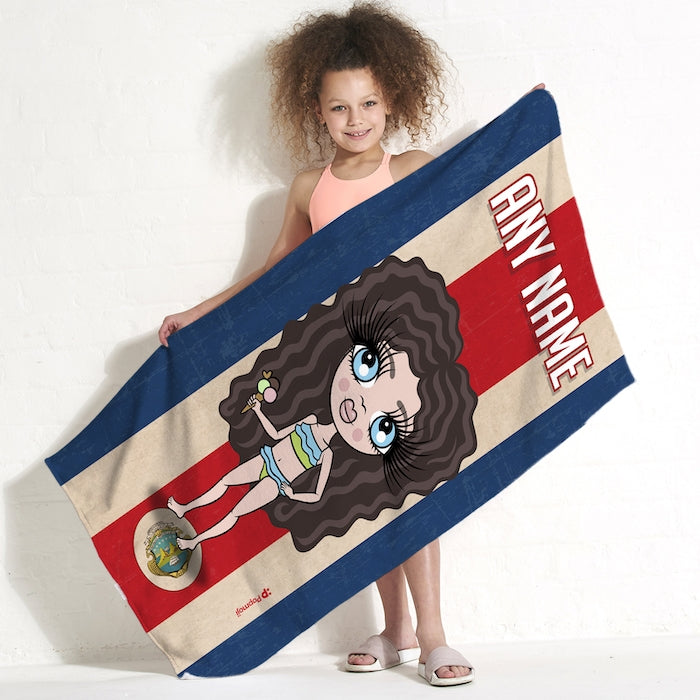 Girls Personalized Love Costa Rica Flag Beach Towel