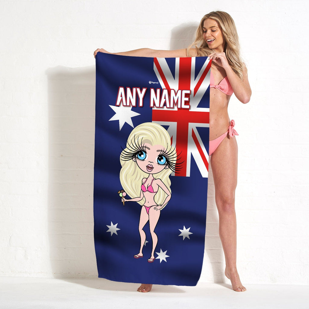 Womens Personalized Australia Flag Beach Towel