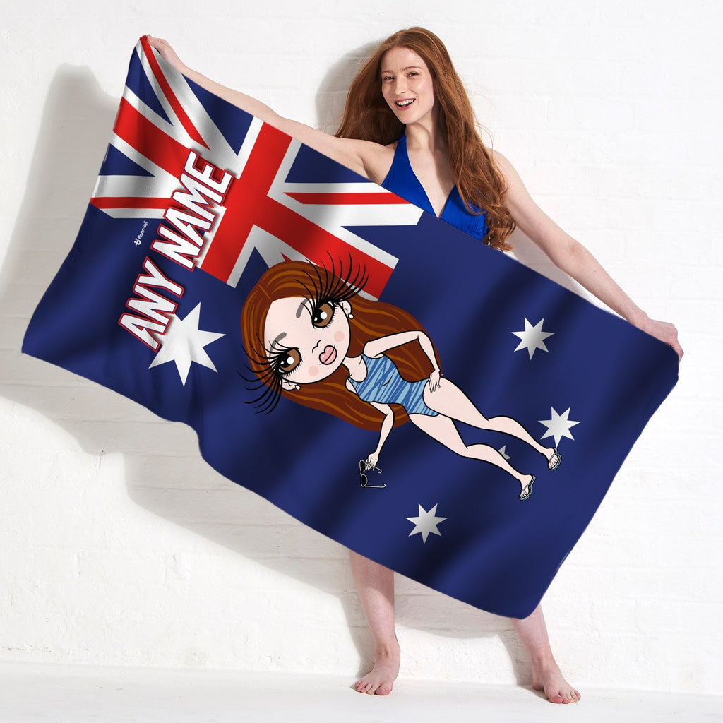 Womens Personalized Australia Flag Beach Towel