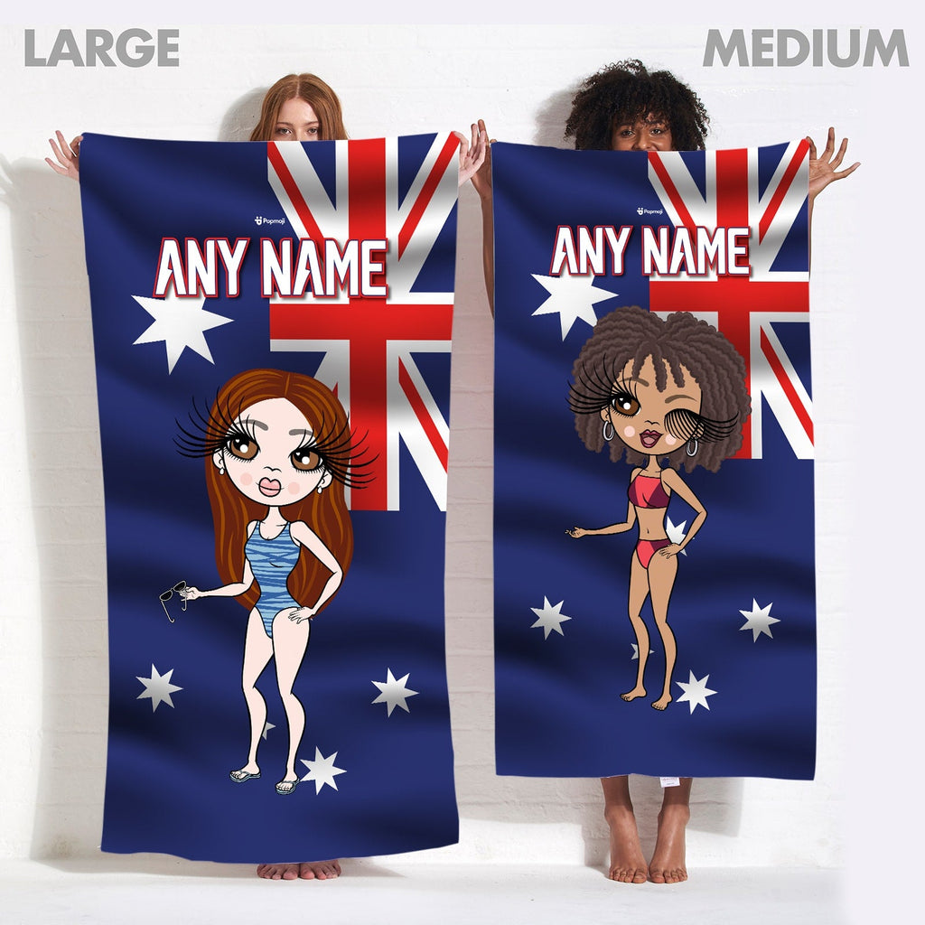 Womens Personalized Australia Flag Beach Towel