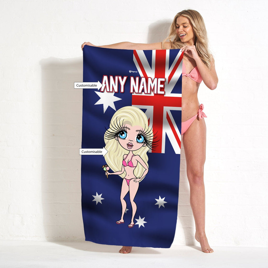 Womens Personalized Australia Flag Beach Towel