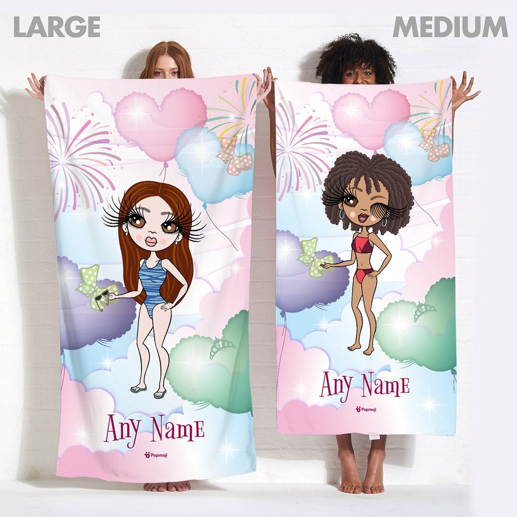 Womens Personalized Magical Balloon Beach Towel