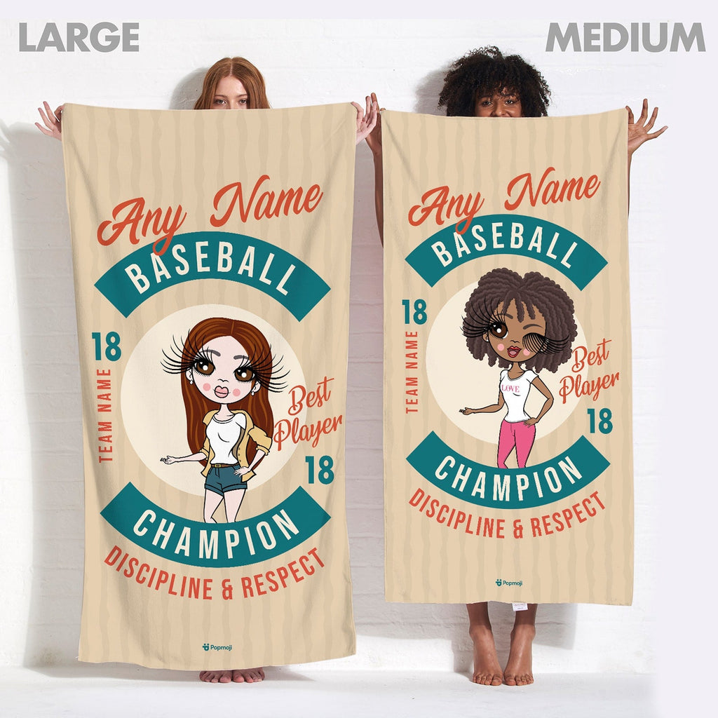 Womens Personalized Retro Baseball Beach Towel