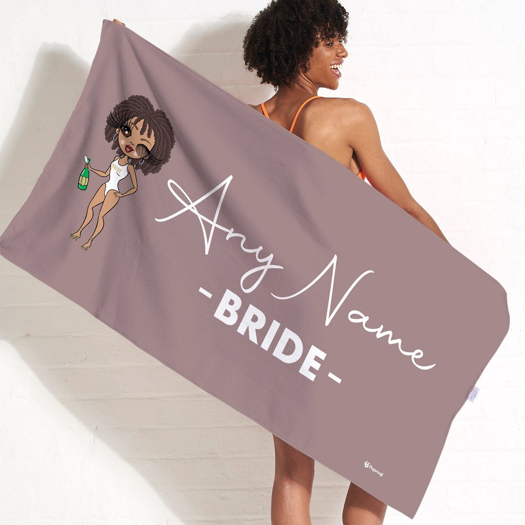 Womens Personalized Bold Bride Mocha Beach Towel