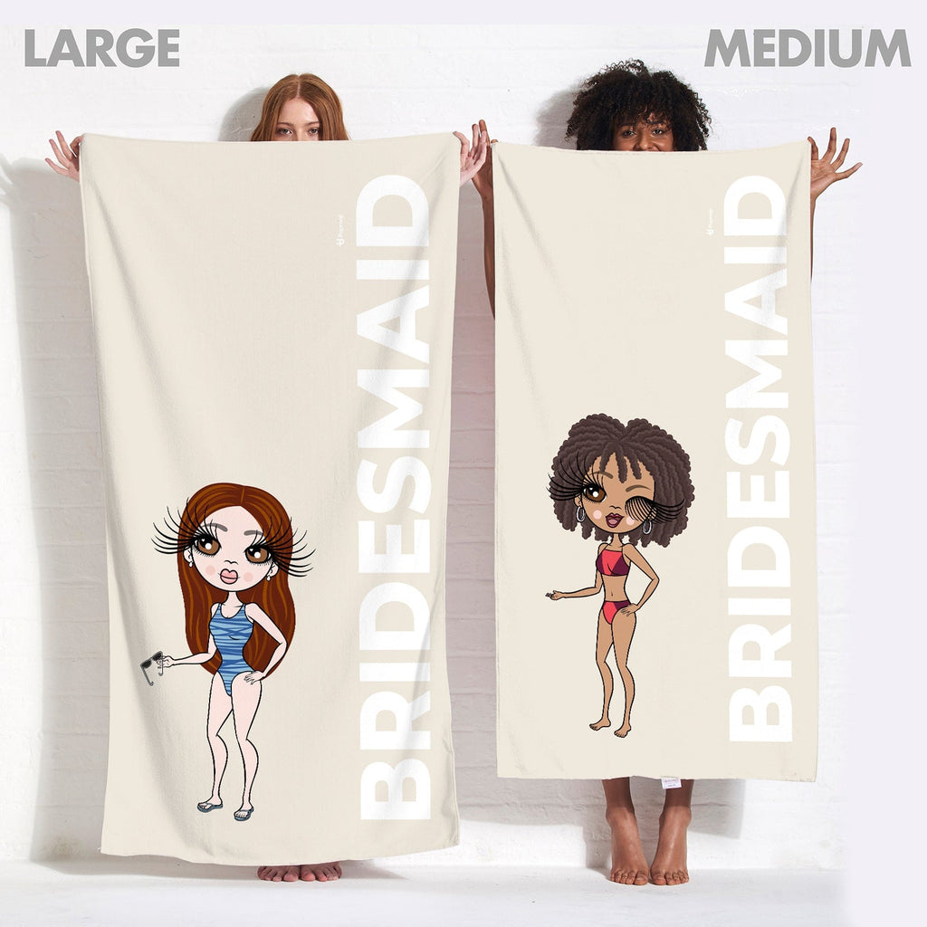 Womens Personalized Bold Bridesmaid Beige Beach Towel