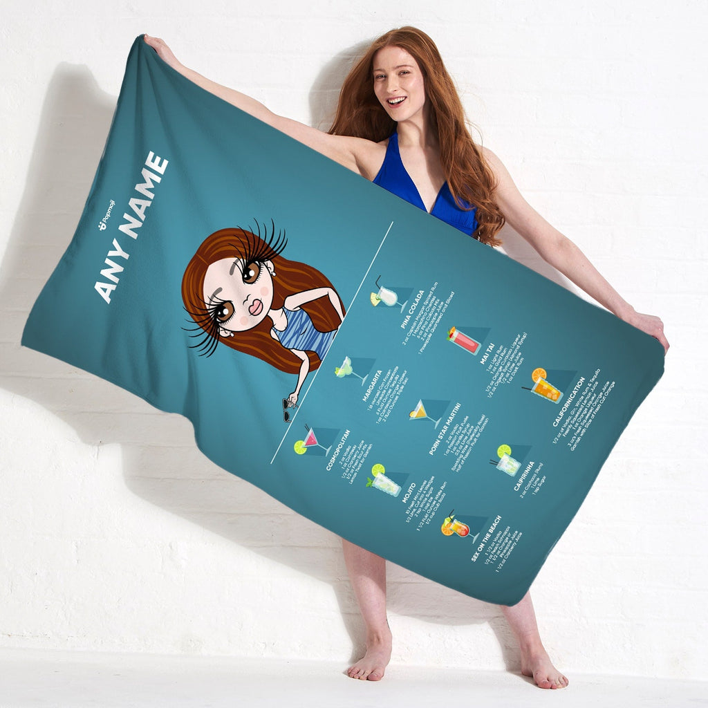 Womens Personalized Cocktail Recipe Beach Towel