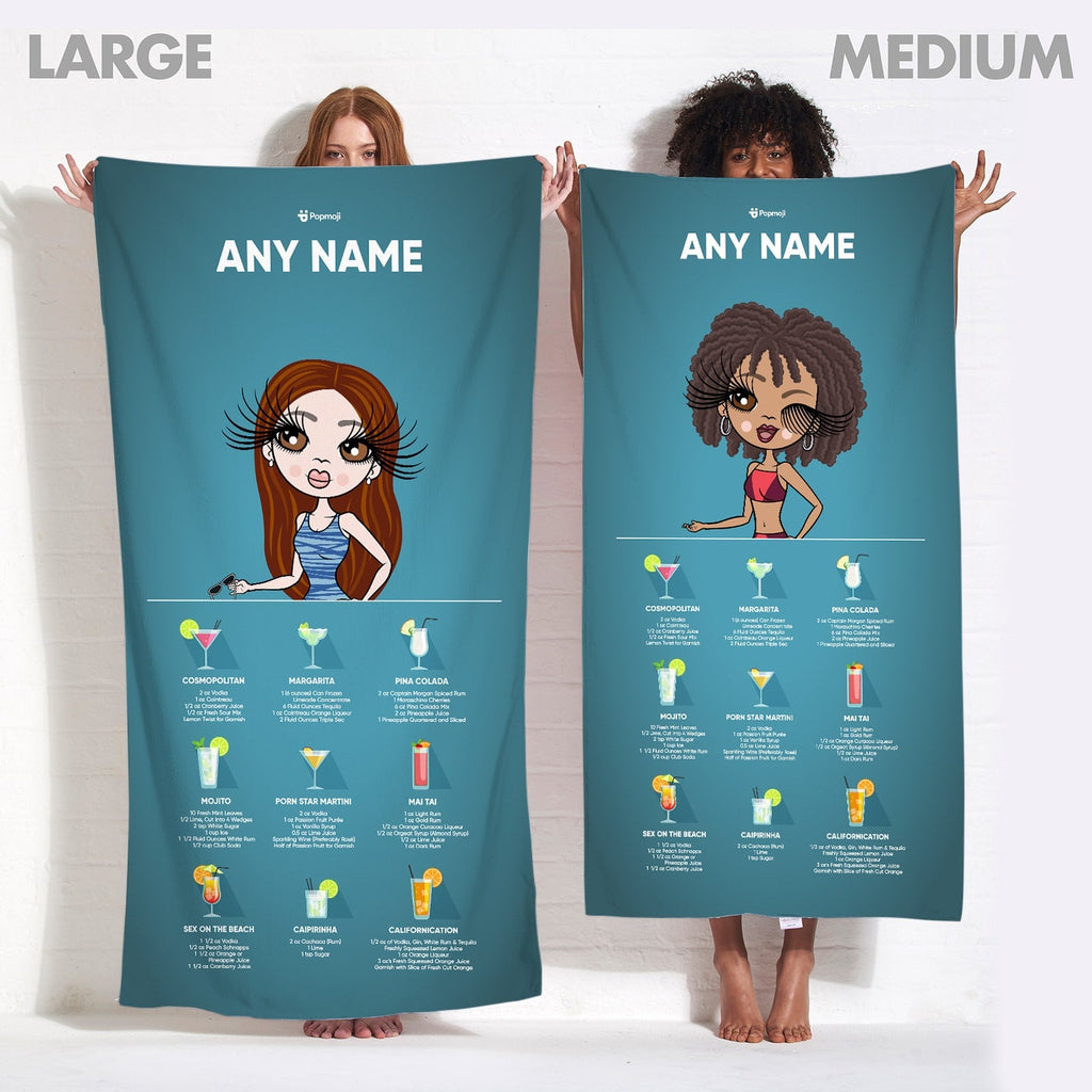 Womens Personalized Cocktail Recipe Beach Towel