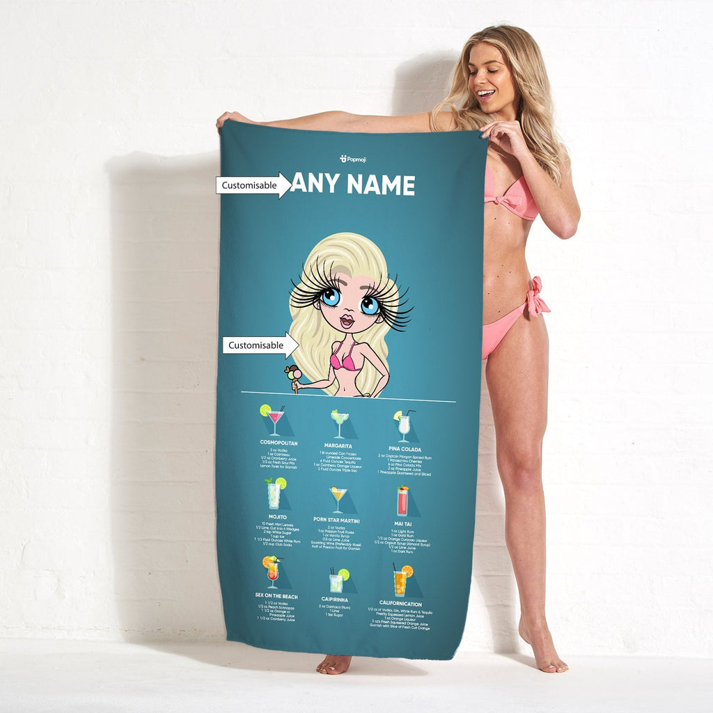 Womens Personalized Cocktail Recipe Beach Towel