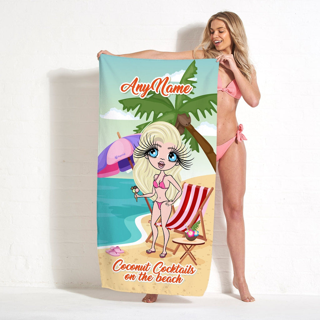 Womens Personalized Coconut Cocktails Beach Towel