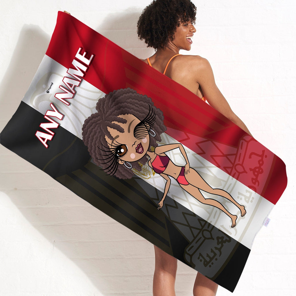 Womens Personalized Egypt Flag Beach Towel