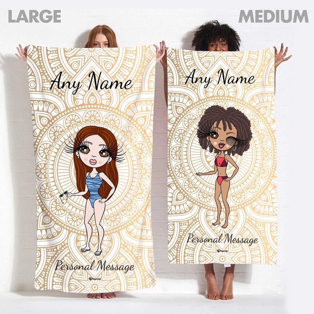 Womens Personalized Golden Lace Beach Towel